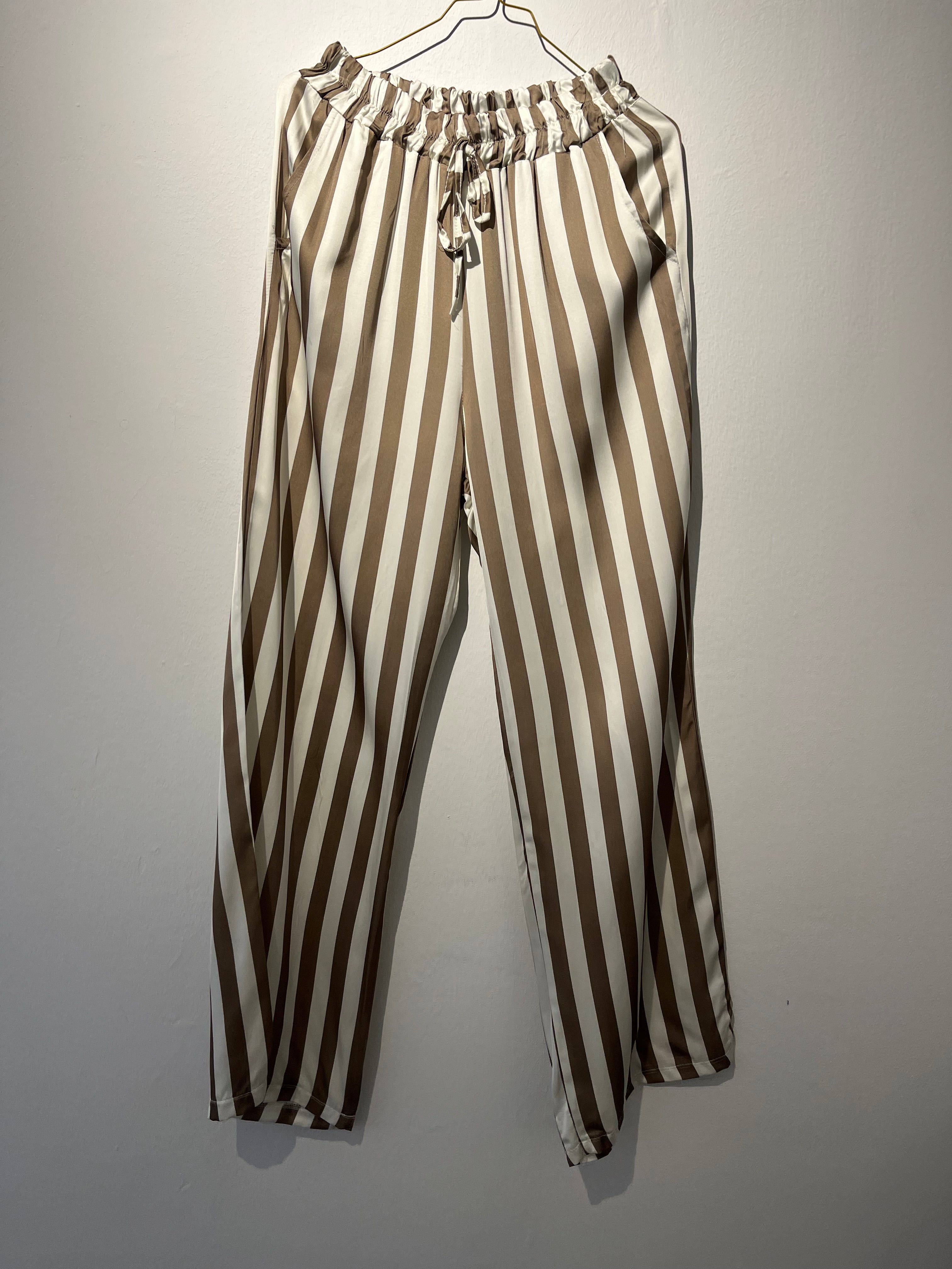PANTS “SILKY STRIPES“ cream • 100% Viscose